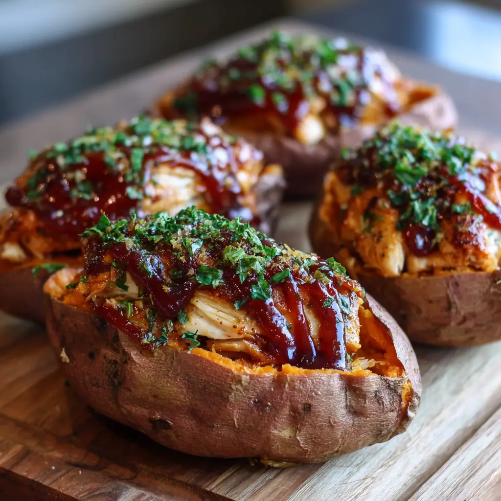 BBQ Chicken Stuffed Sweet Potatoes