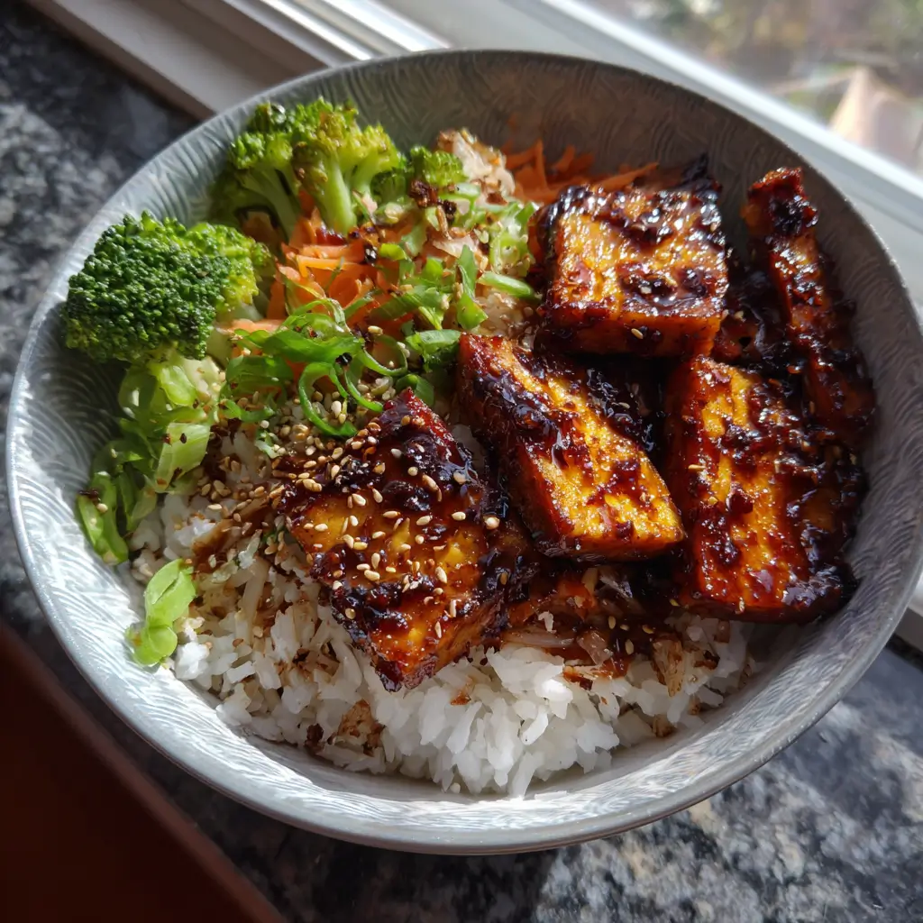 Baked Teriyaki Tofu Rice Bowl