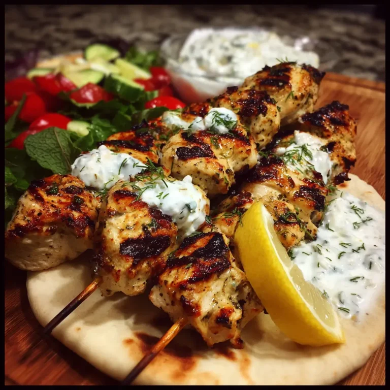 Grilled Chicken Souvlaki with Tzatziki