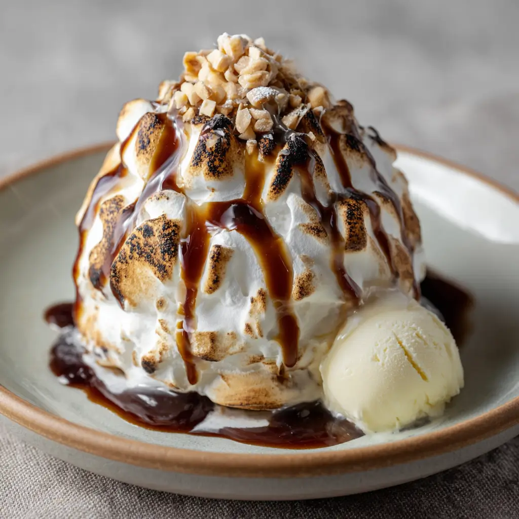 Baked Alaska with Rum Pudding Ice Cream