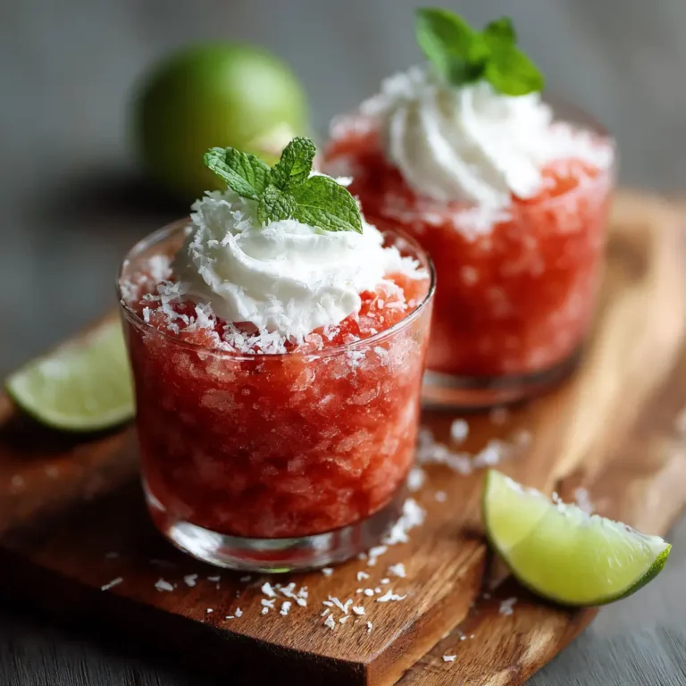 Boozy Watermelon Granita with Coconut Whipped Cream