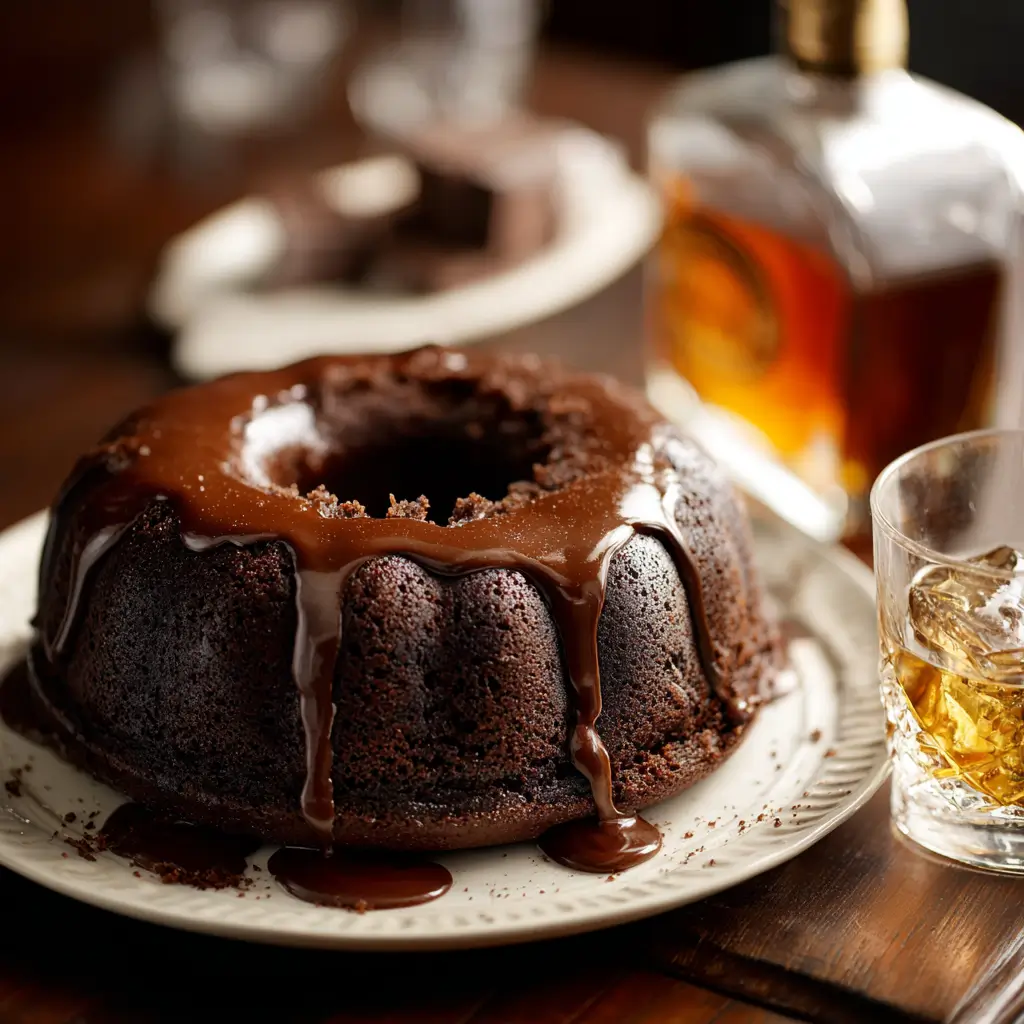 Bourbon‑Chocolate Tipsy Cake