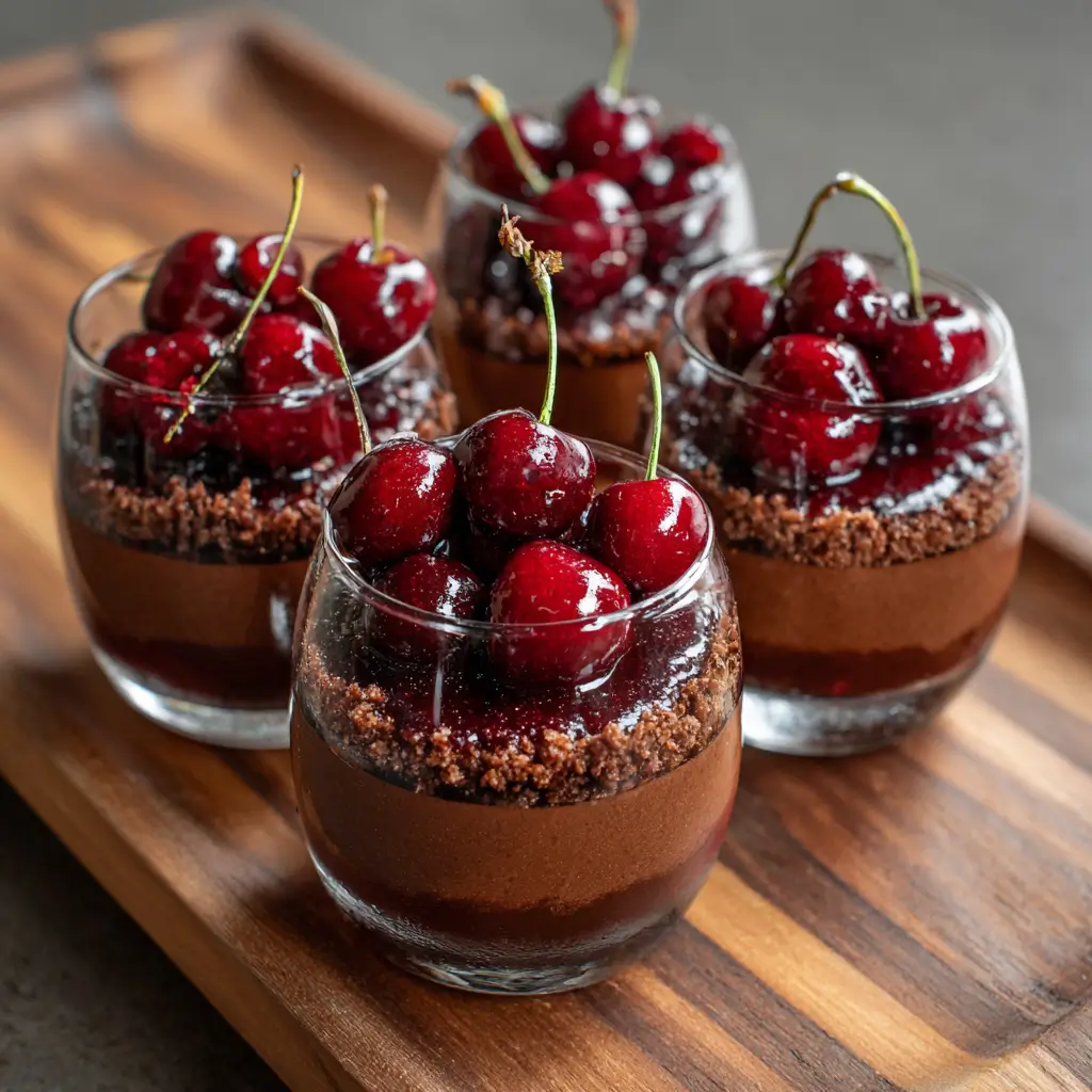 Cherry Liquor over Chocolate Mousse