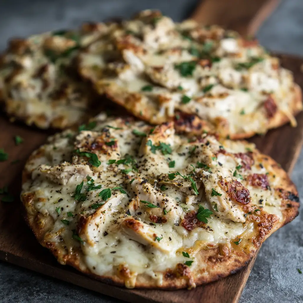 Chicken Alfredo Flatbreads
