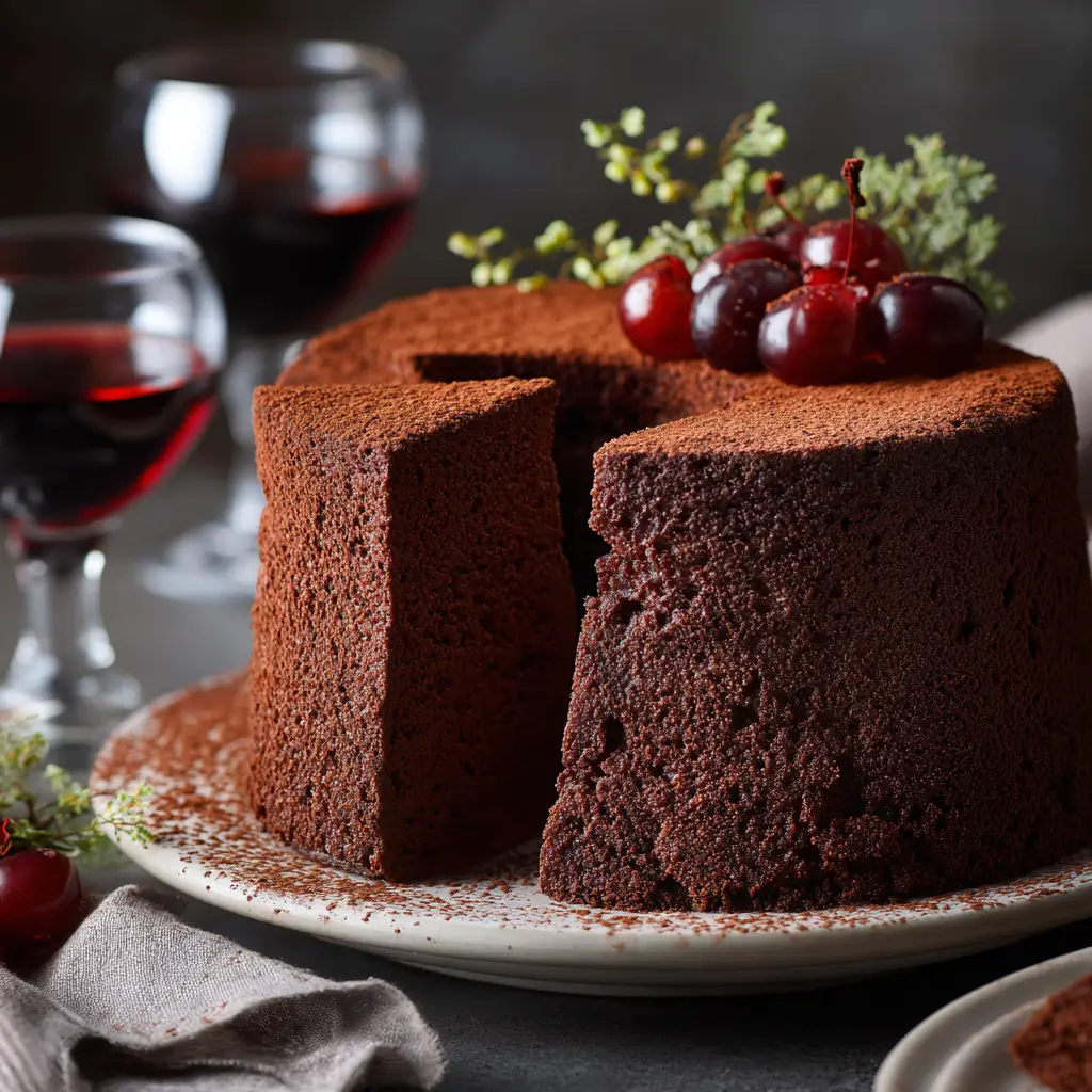 Chocolate Red Wine Chiffon Cake
