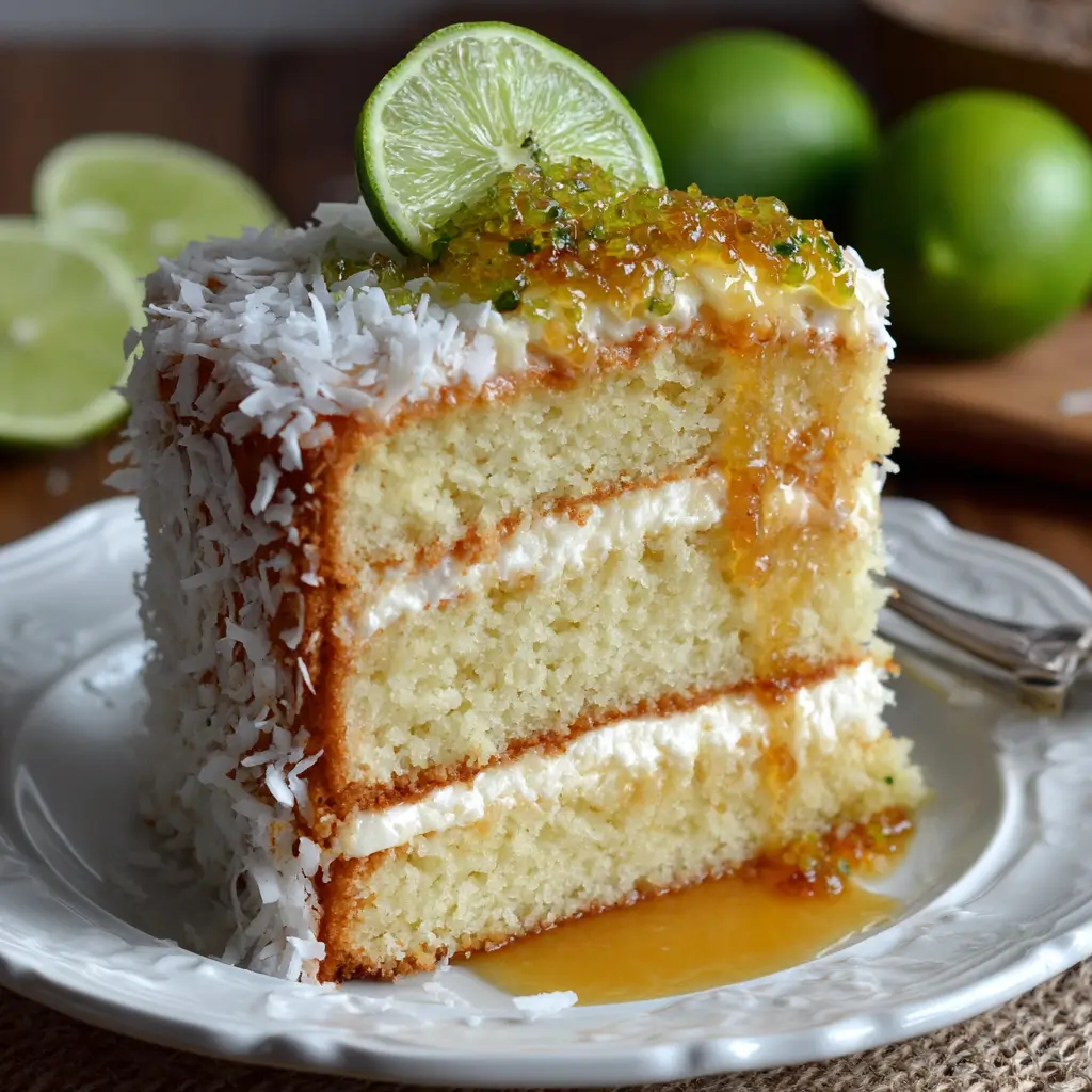 Coconut Cake with Lime Tequila Syrup