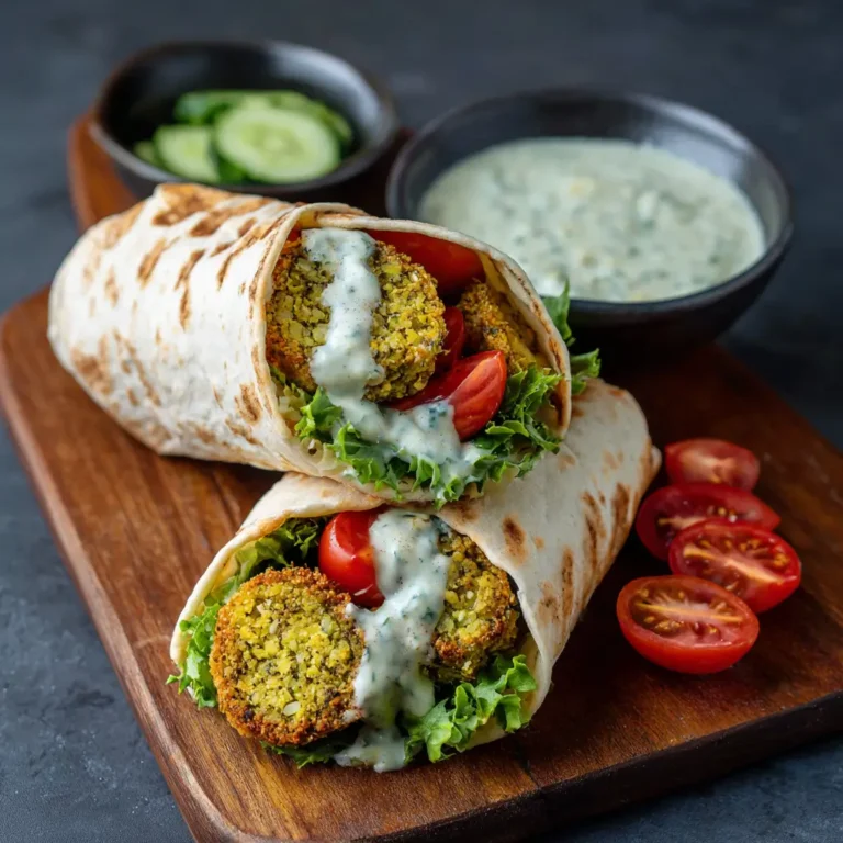Falafel Wraps with Cucumber Sauce