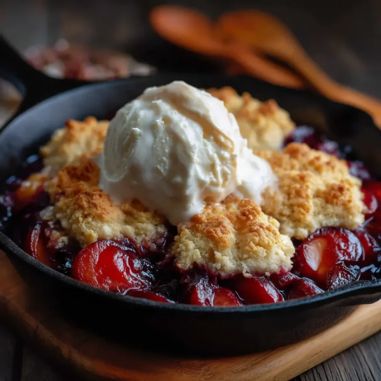 Honey‑Rose Plum Cobbler