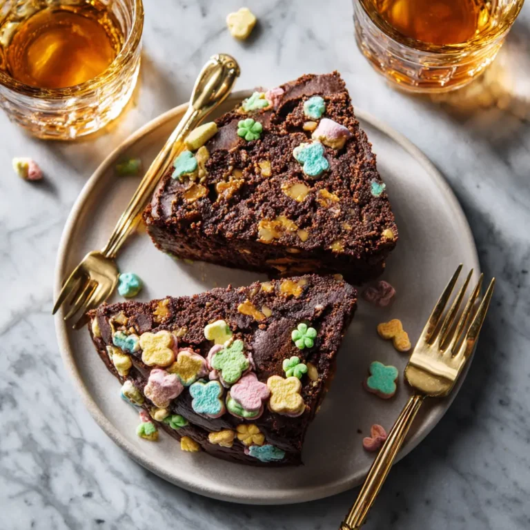 One‑Bowl Fudgy Whiskey Cake with Lucky Charms
