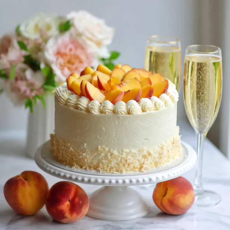 Peaches and Cream Prosecco Cake