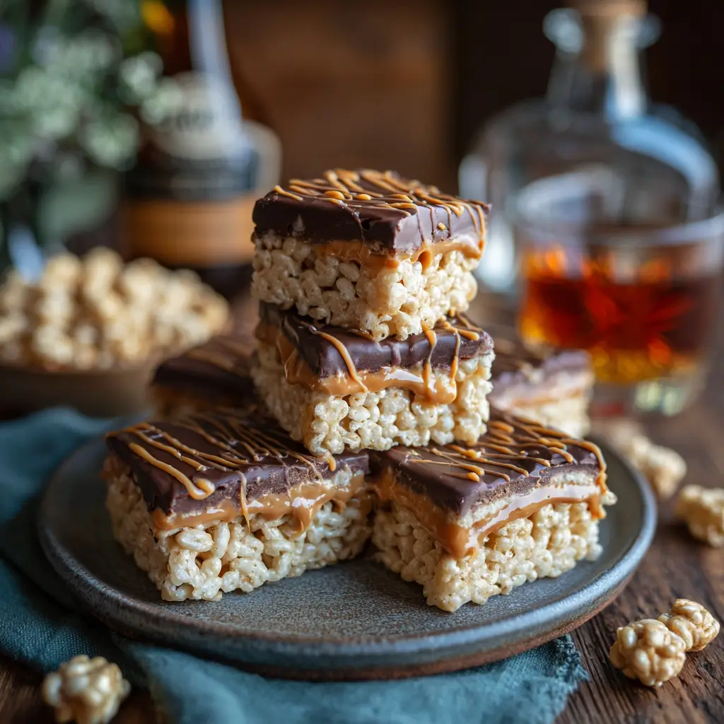 Peanut Butter Whiskey Rice Crispy Treats