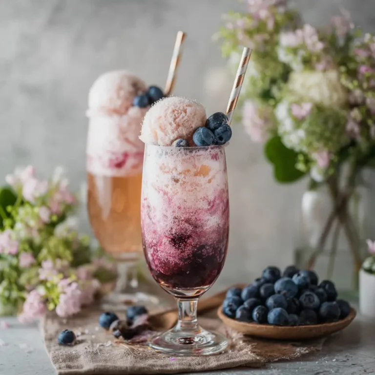Sparkling Rosé Blueberry Floats