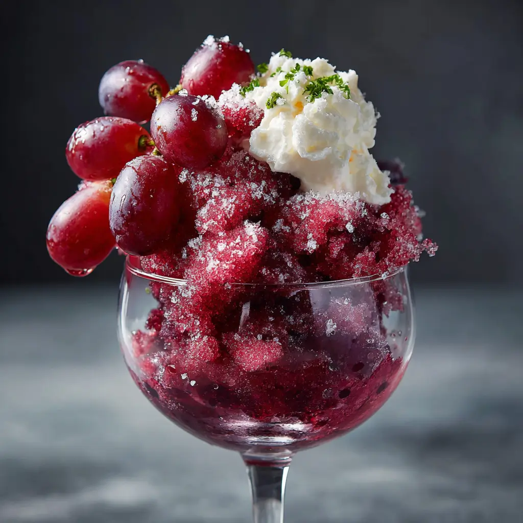 Spiced Zinfandel Granita with Grapes and Cream