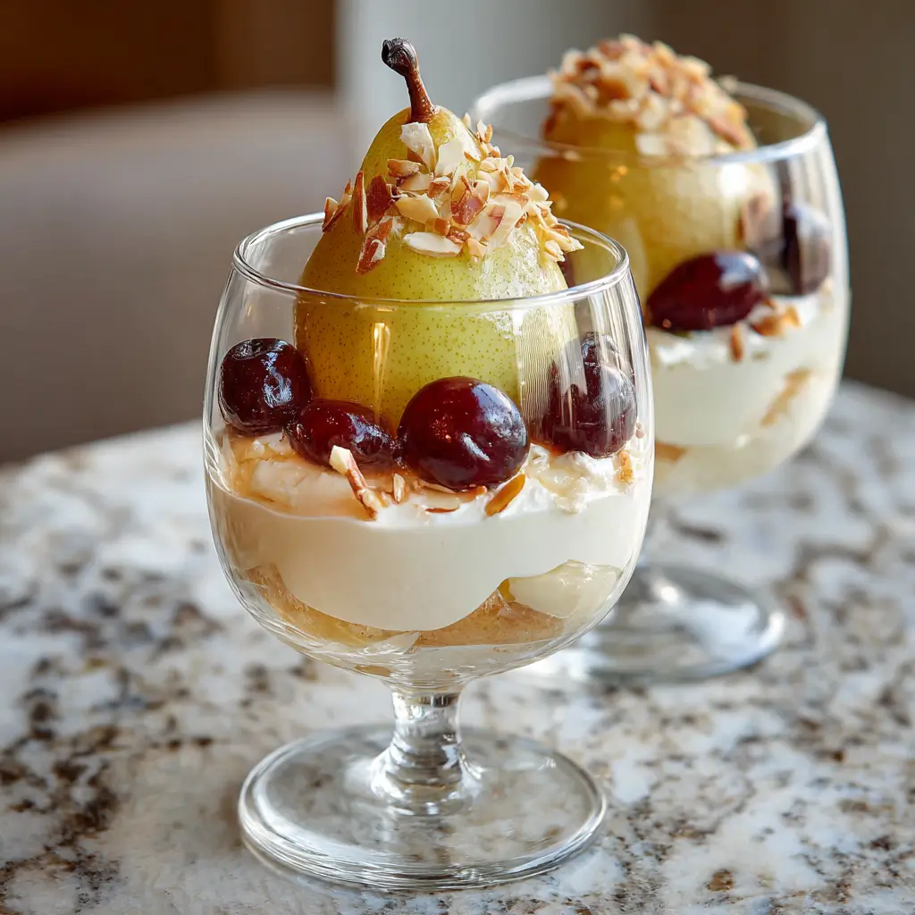 Wine‑Poached Pear Trifle