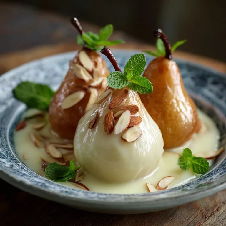Wine‑Poached Pears with Crème Anglaise