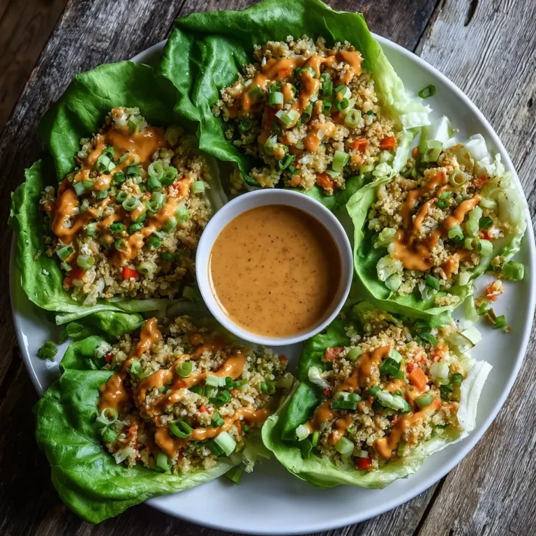 Cauliflower Rice Lettuce Cups with Sriracha Peanut Sauce