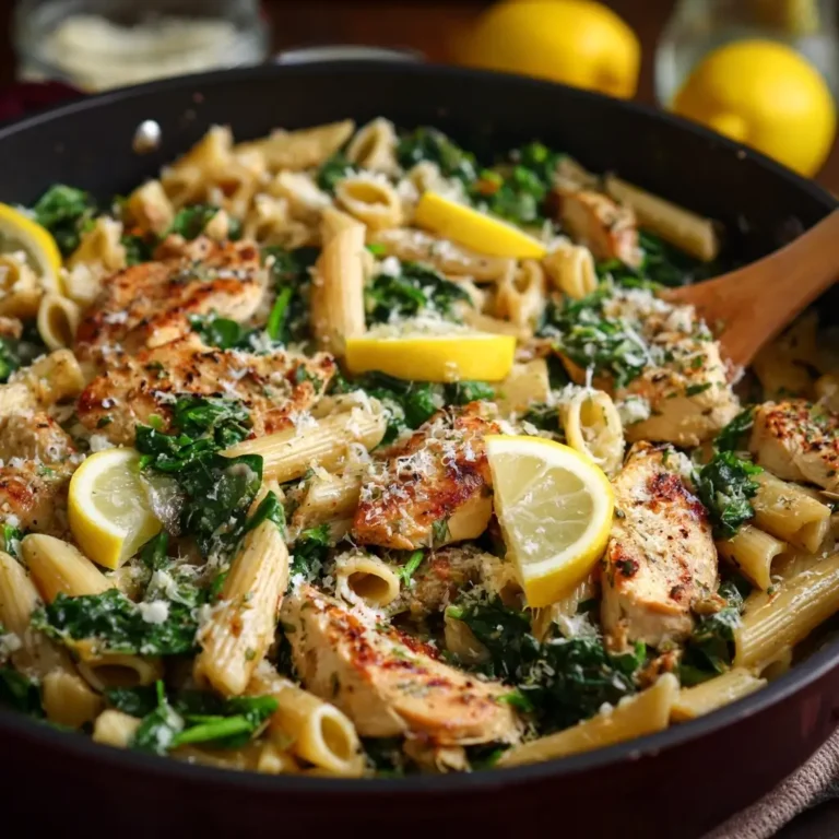 Chicken & Spinach Skillet Pasta with Lemon & Parmesan