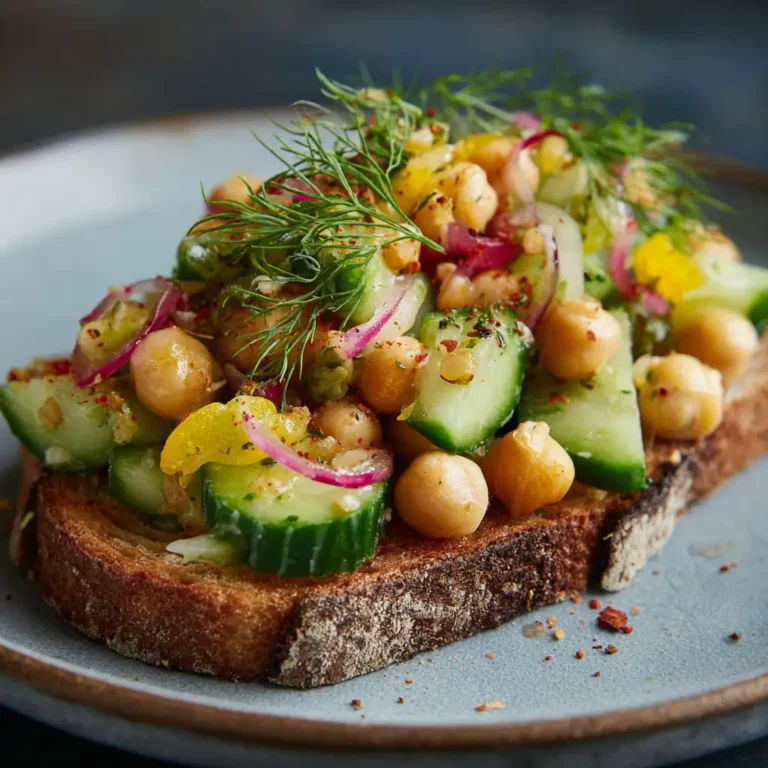 Chickpea Salad with Smashed Cucumbers