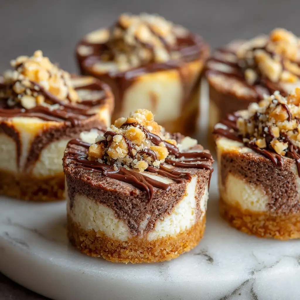 Chocolate Hazelnut Swirl Cheesecake Bites