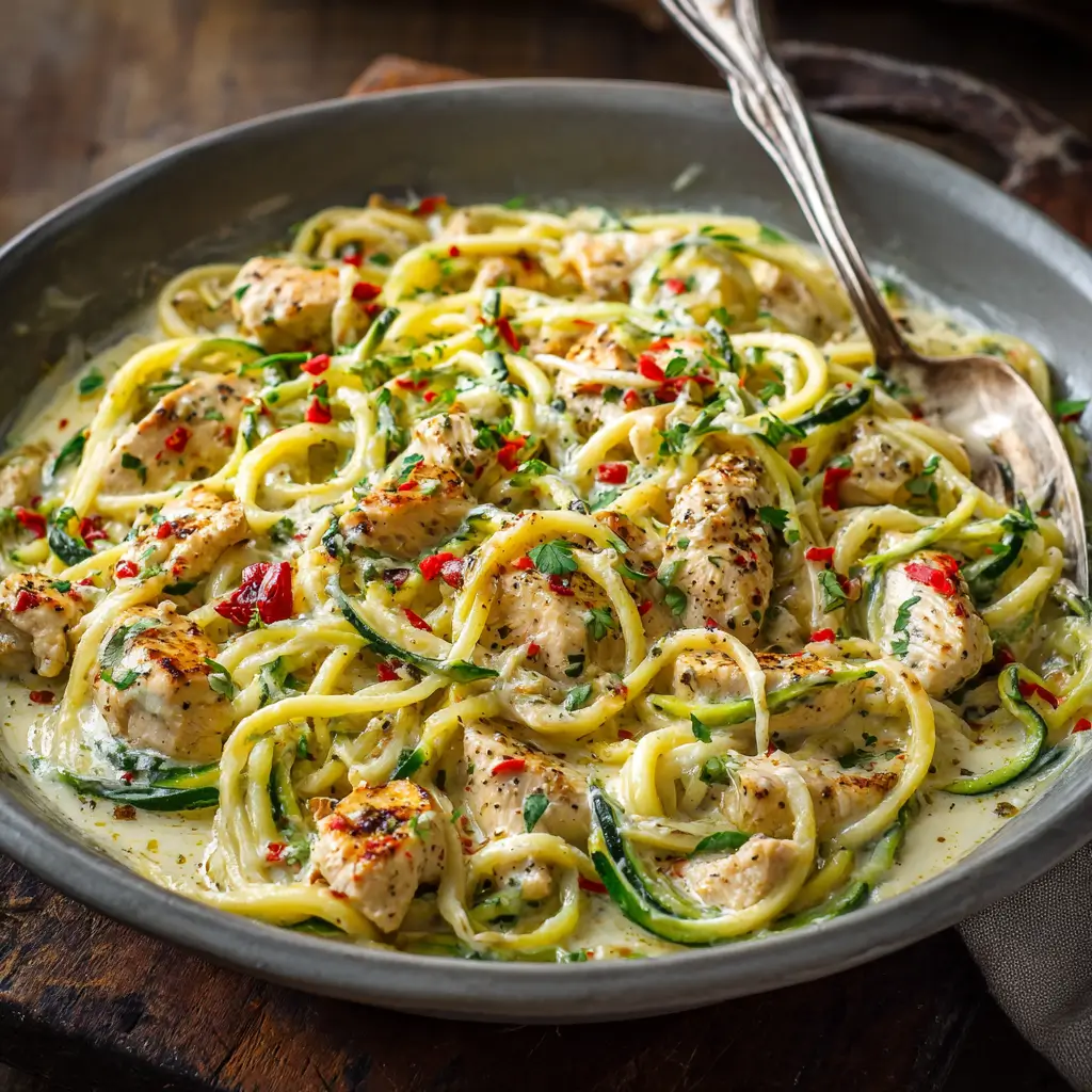 Creamy Chicken and Zoodle Spaghetti