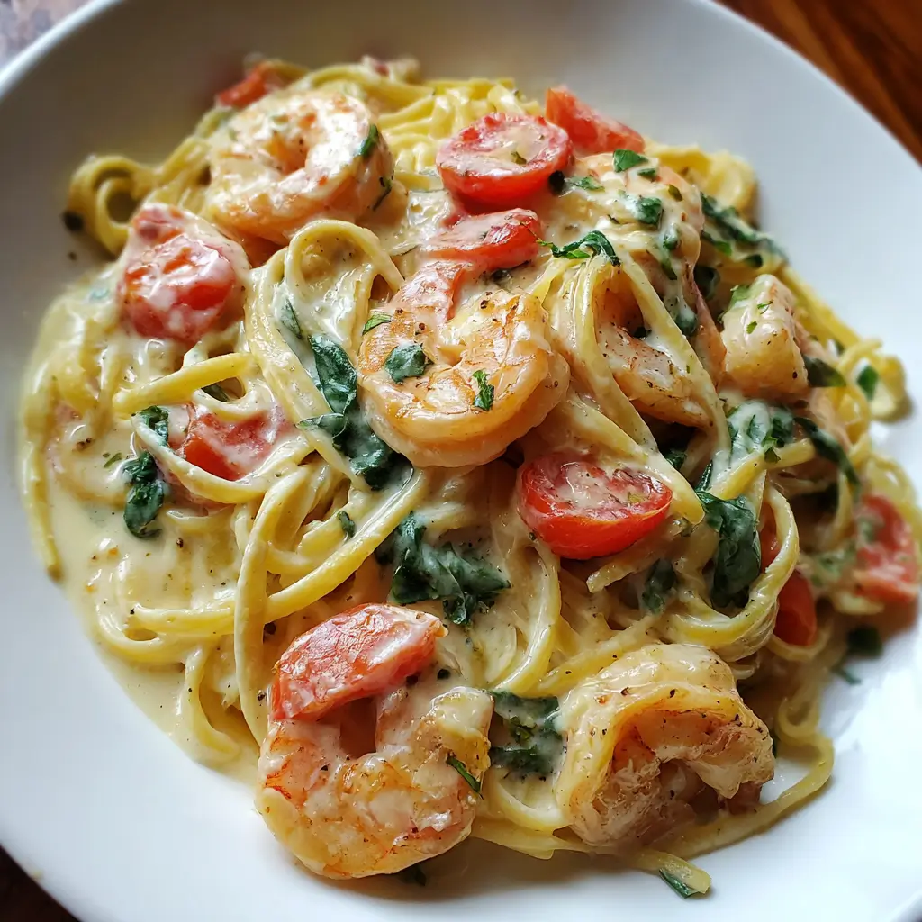 Creamy Mozzarella Shrimp Pasta