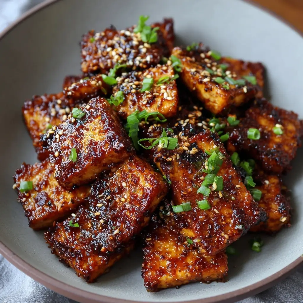 Crispy Oven Baked Honey Garlic Tofu