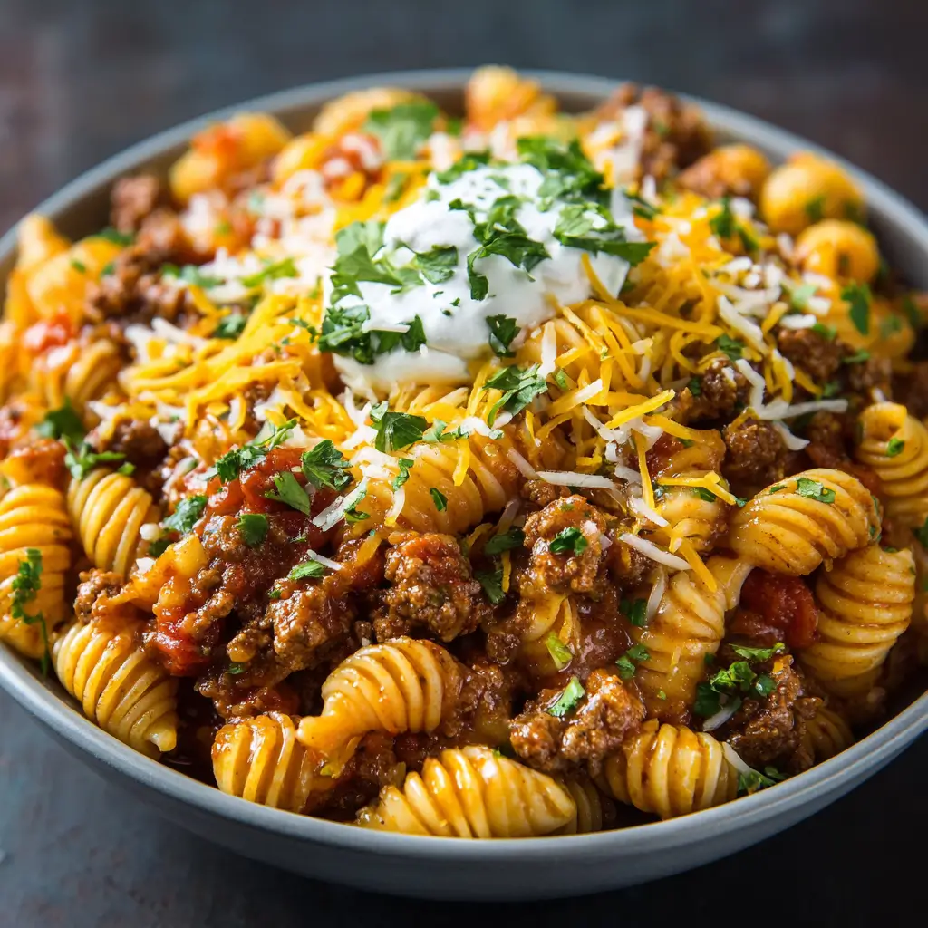 Easy Slow Cooker Taco Pasta