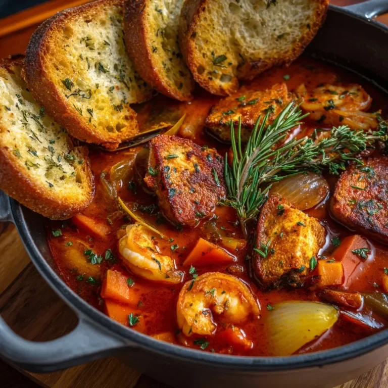 Fisherman’s Stew with Roasted Garlic Crostini