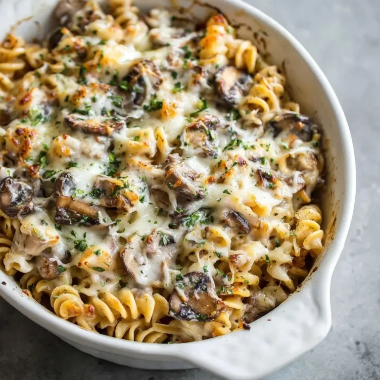 Healthy Mushroom Alfredo Pasta Bake