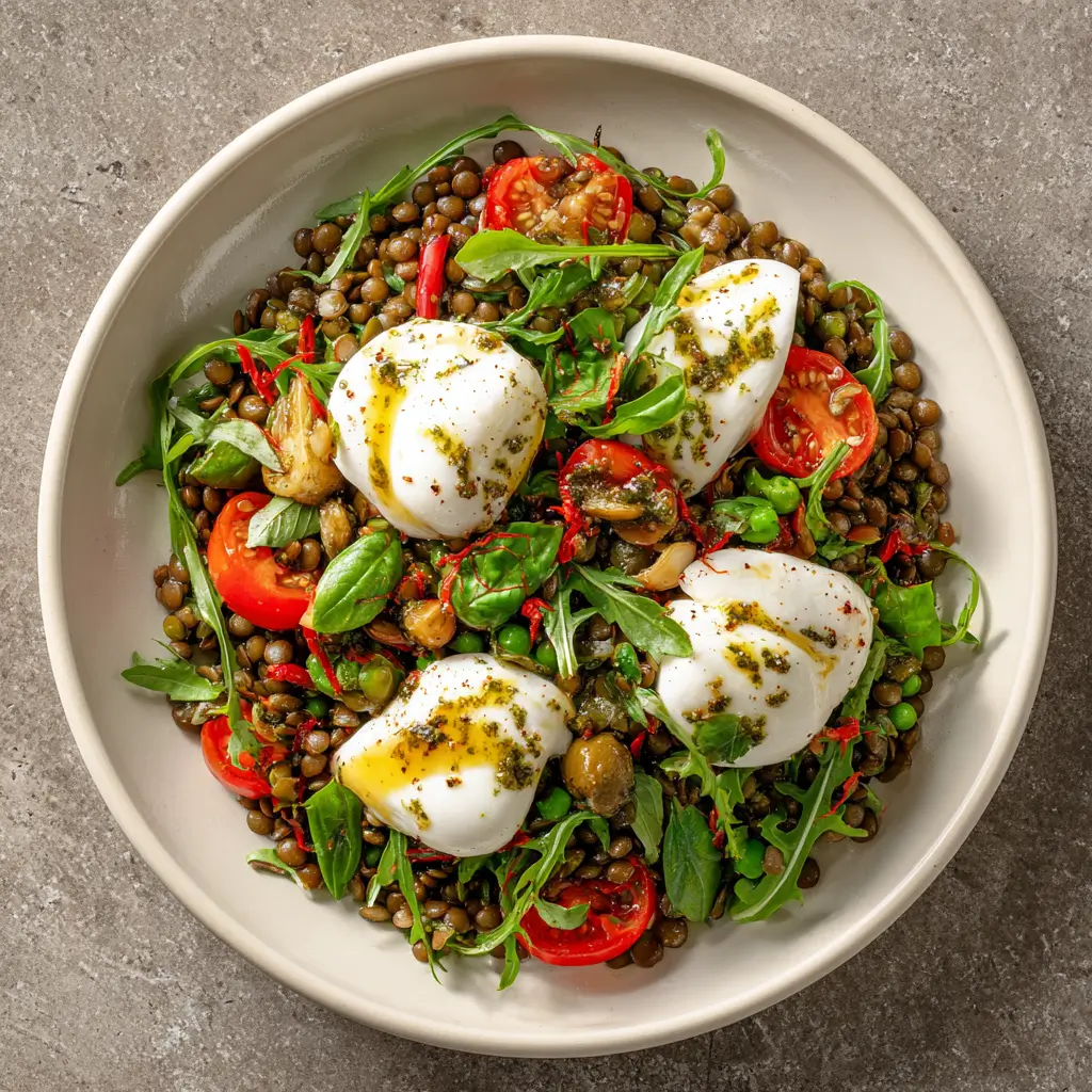 Herby Lentil and Burrata Salad