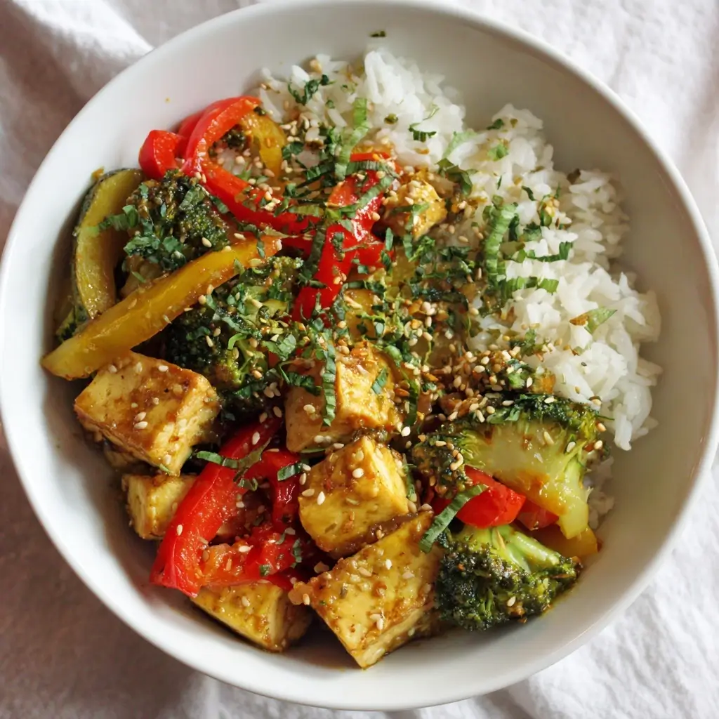 Honey Ginger Tofu and Veggie Stir Fry