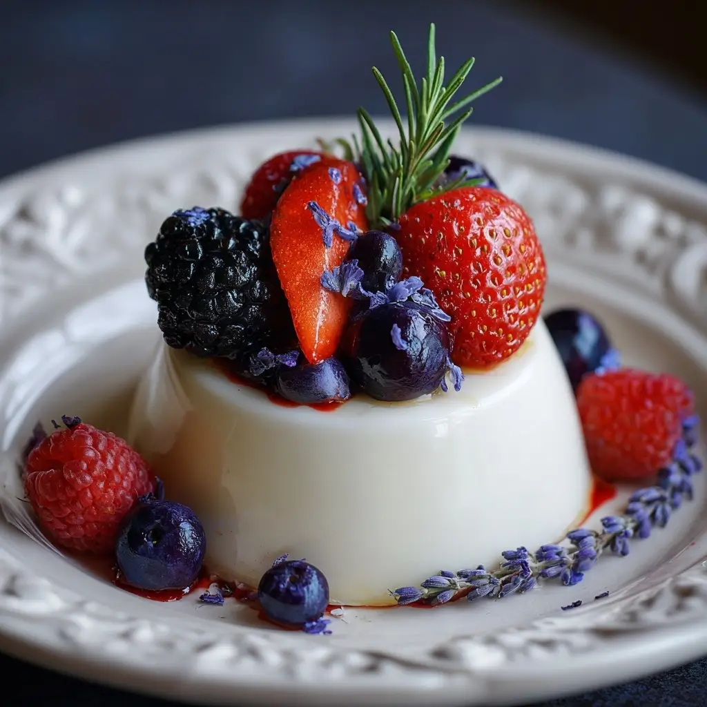 Honey Lavender Panna Cotta with Berries