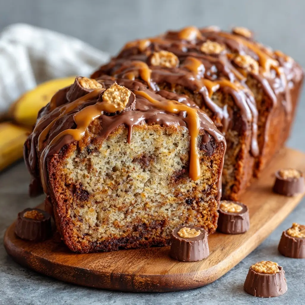 Peanut Butter Cup Banana Bread