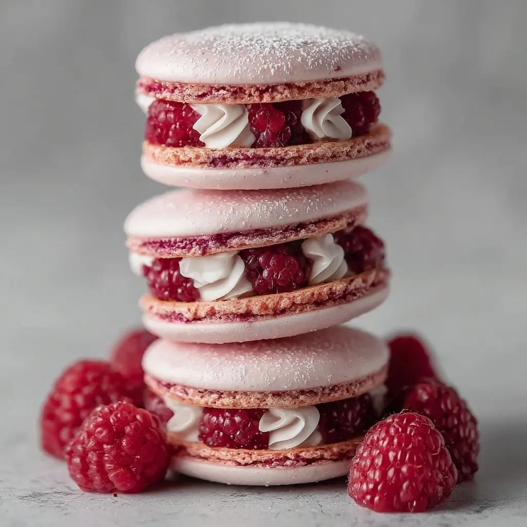 Raspberry Rose Macaron Stack