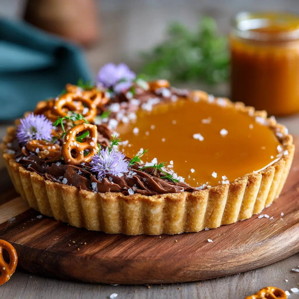Salted Pretzel Caramel Tart
