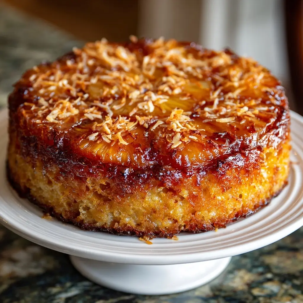 Toasted Coconut Pineapple Upside-Down Cake