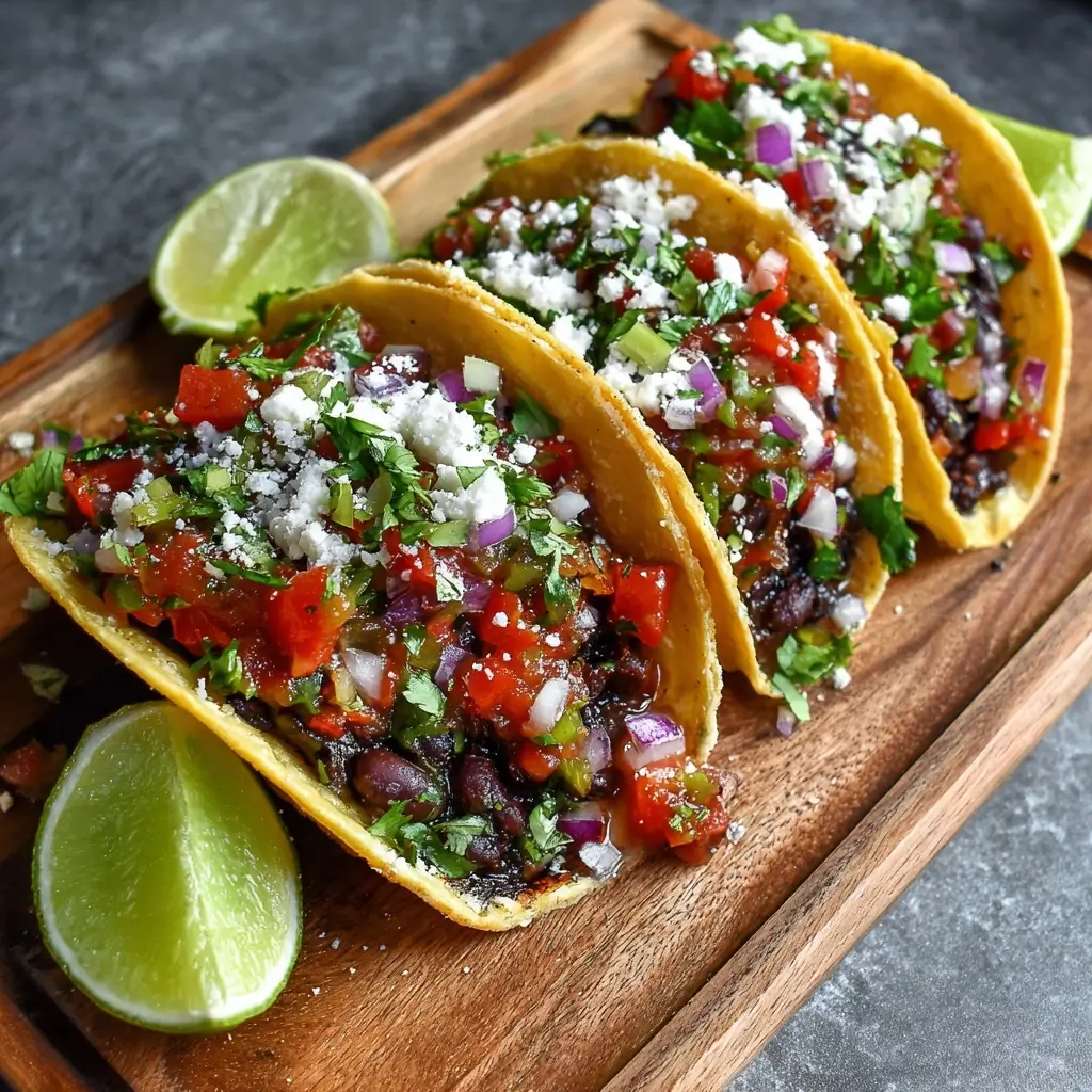 Vegetarian Black Bean Tacos with Roasted Salsa