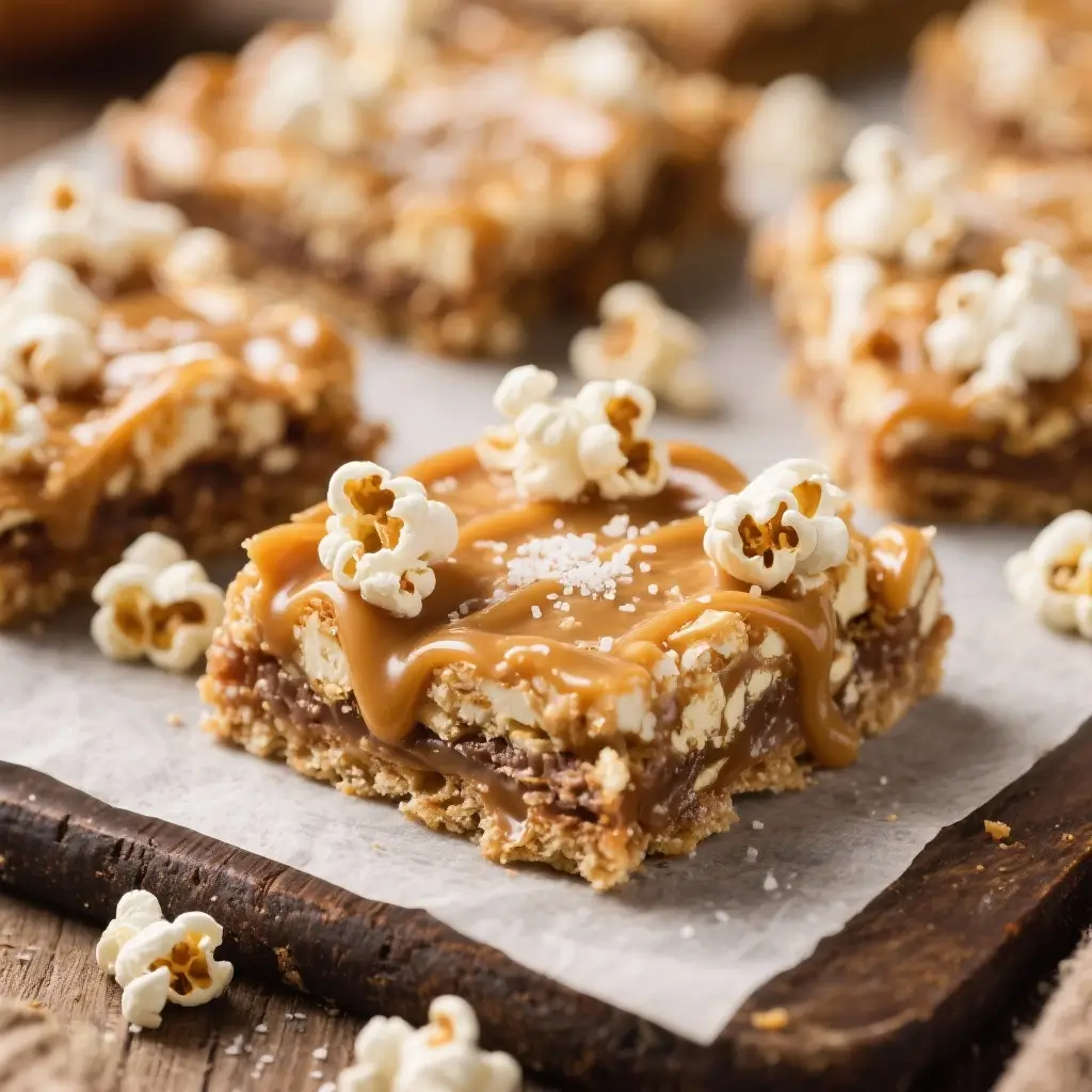 Caramel Sea Salt Popcorn Cookie Bars