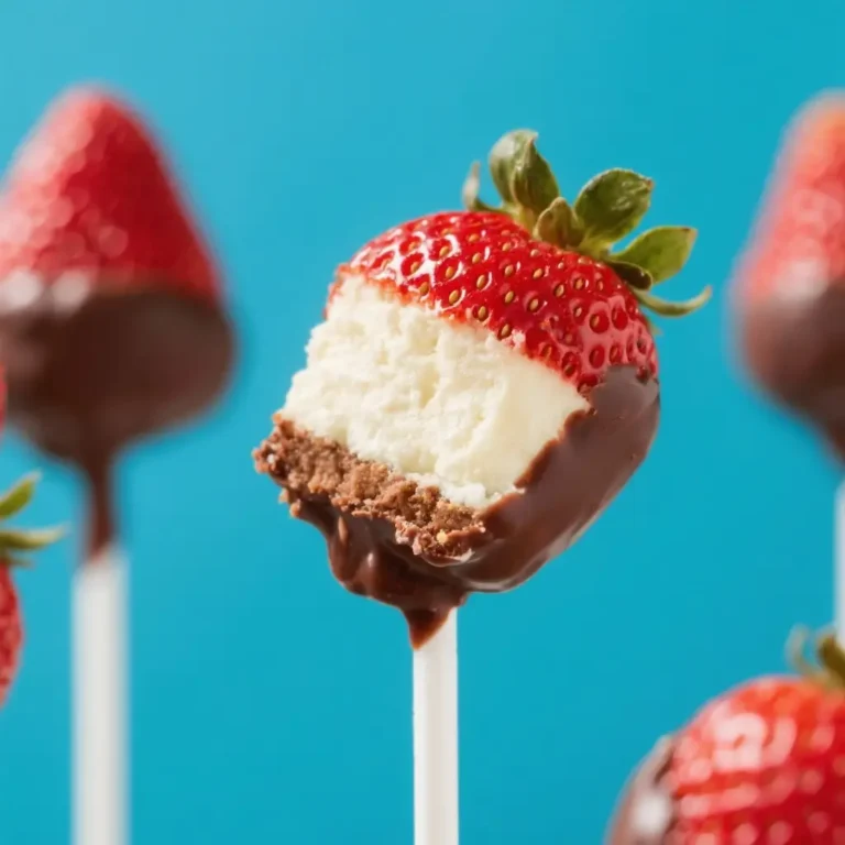 Chocolate Covered Strawberry Cheesecake Pops