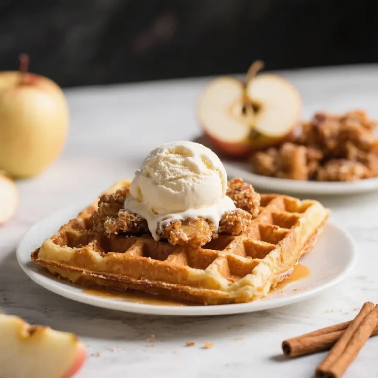 Cinnamon Apple Fritter Waffles with Ice Cream