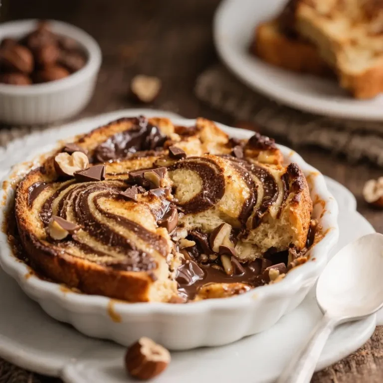 Hazelnut Chocolate Swirl Bread Pudding