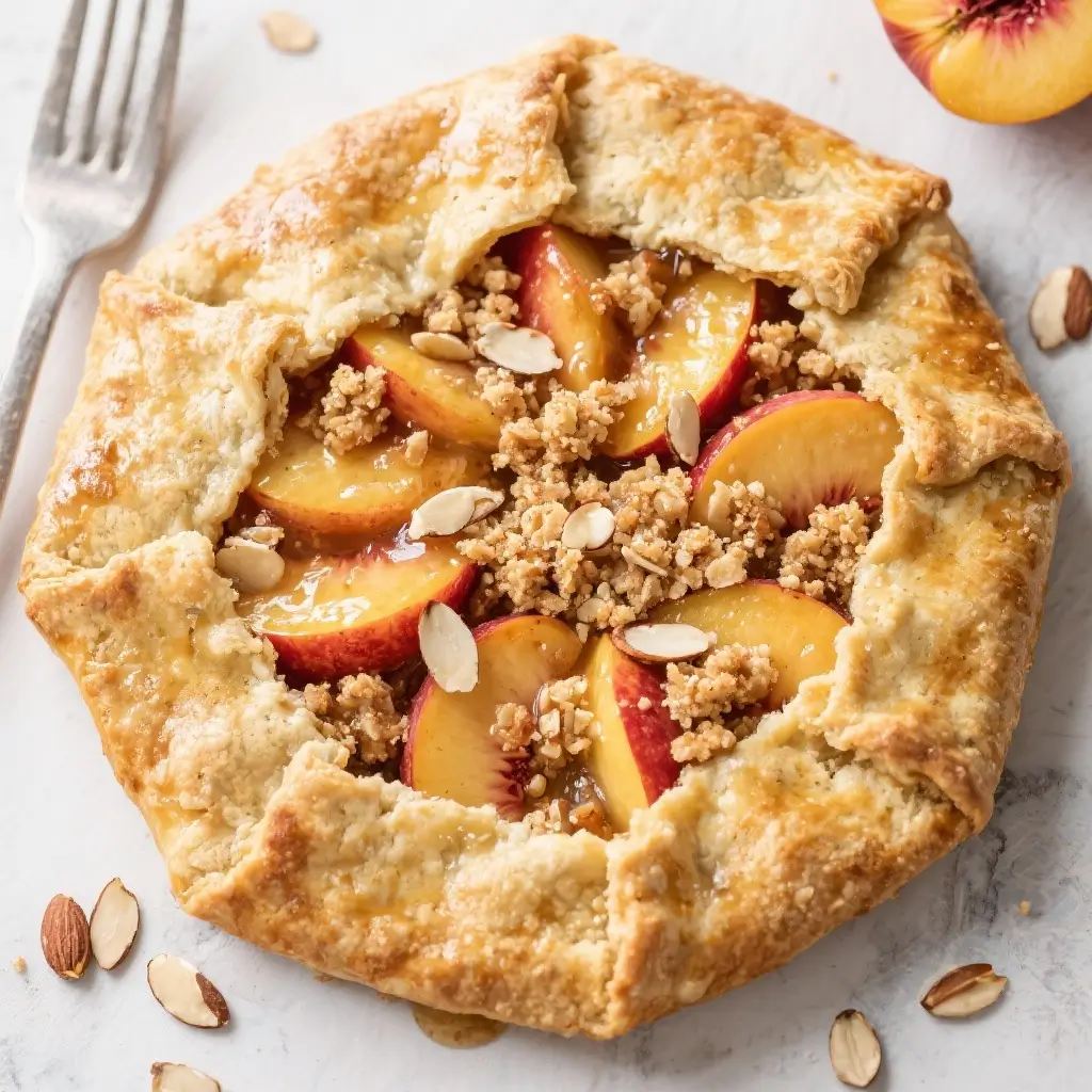 Peach Cobbler Galette with Almond Crumble