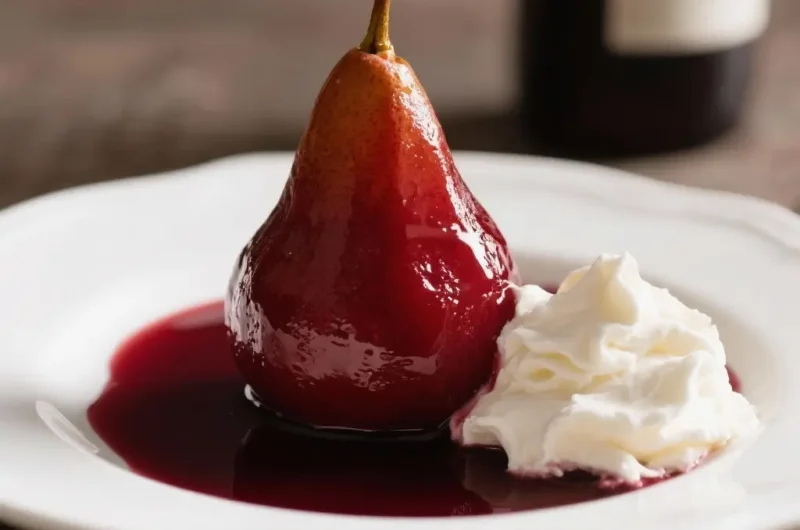Red Wine Poached Pears & Mascarpone (reduced alcohol)