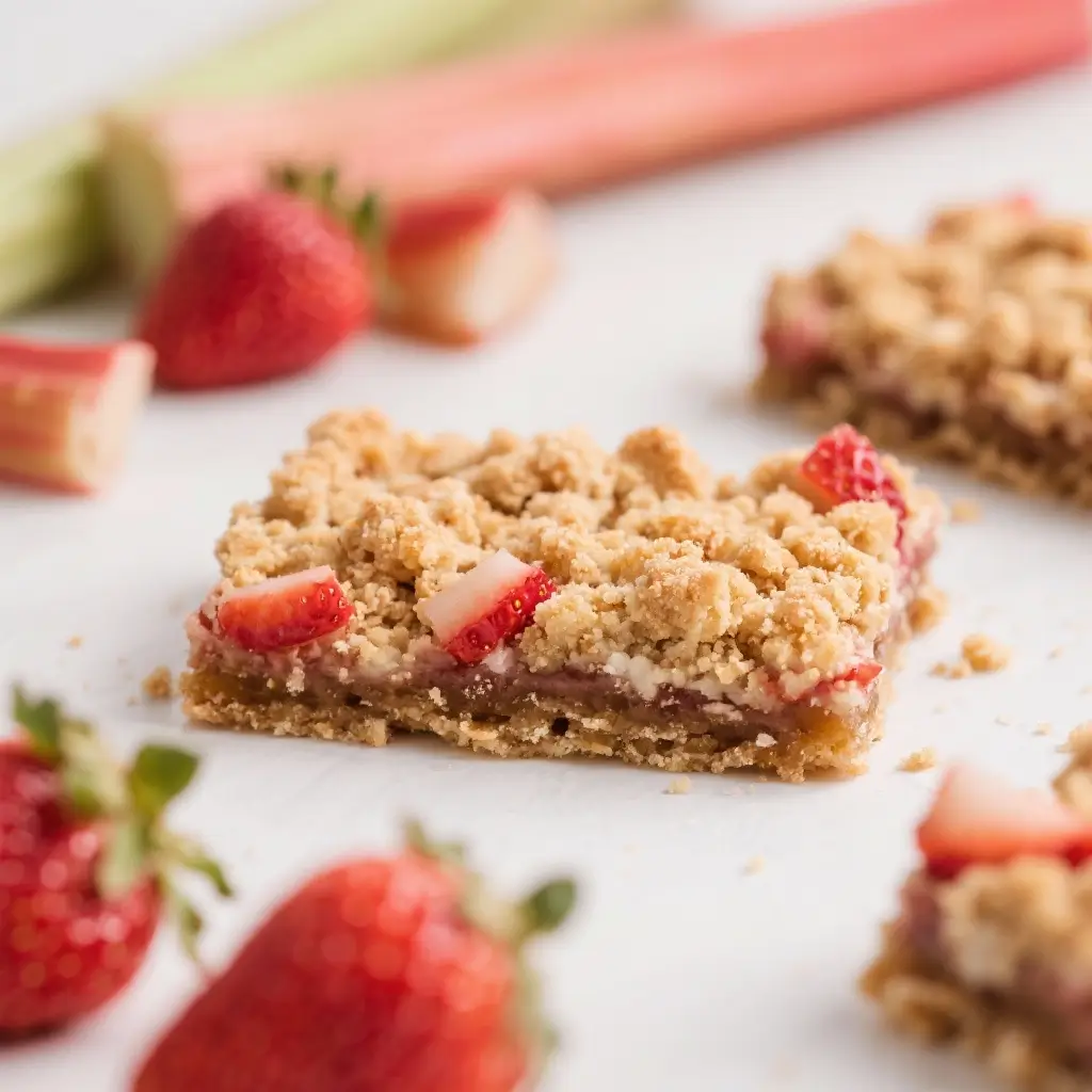 Rhubarb Strawberry Crumble Bars