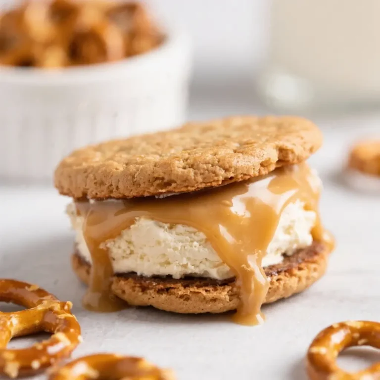 Salted Caramel Pretzel Ice Cream Sandwiches