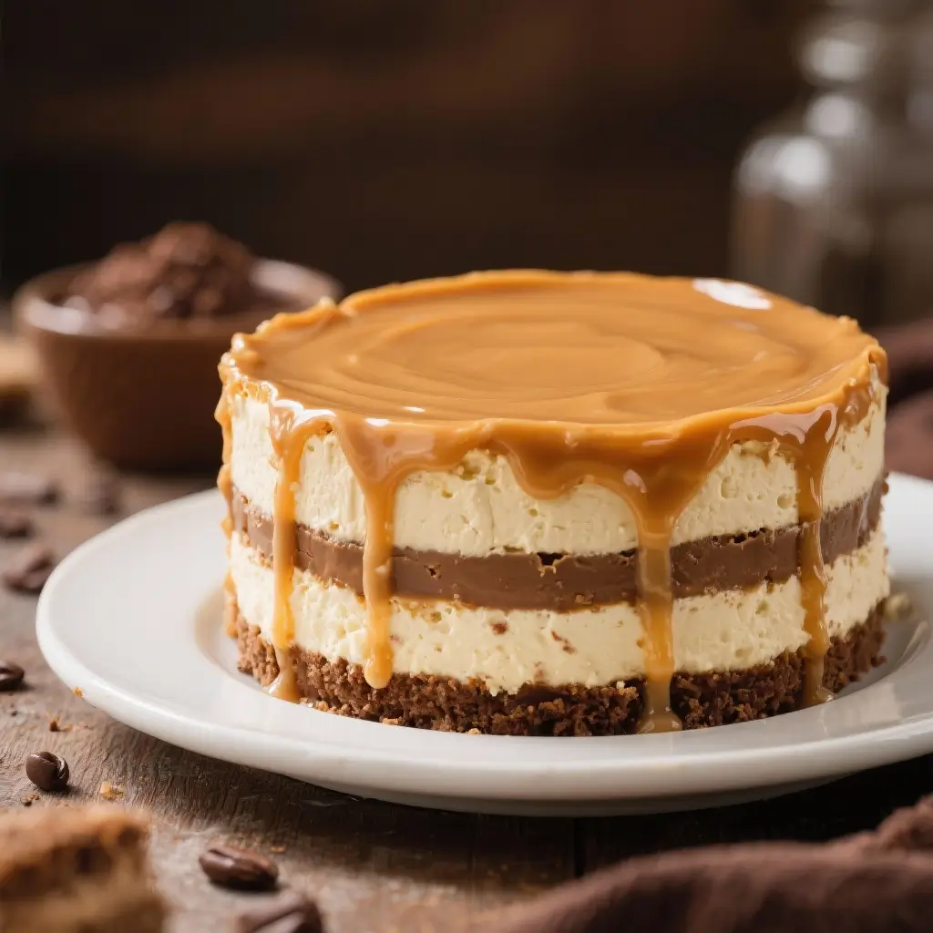 Triple Layer Caramel Mocca Cheesecake