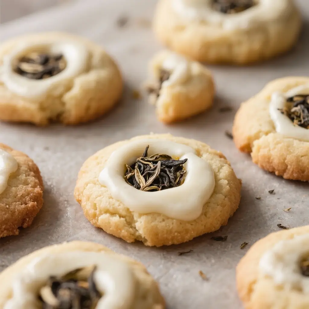 White Chocolate Earl Grey Thumbprint Cookies