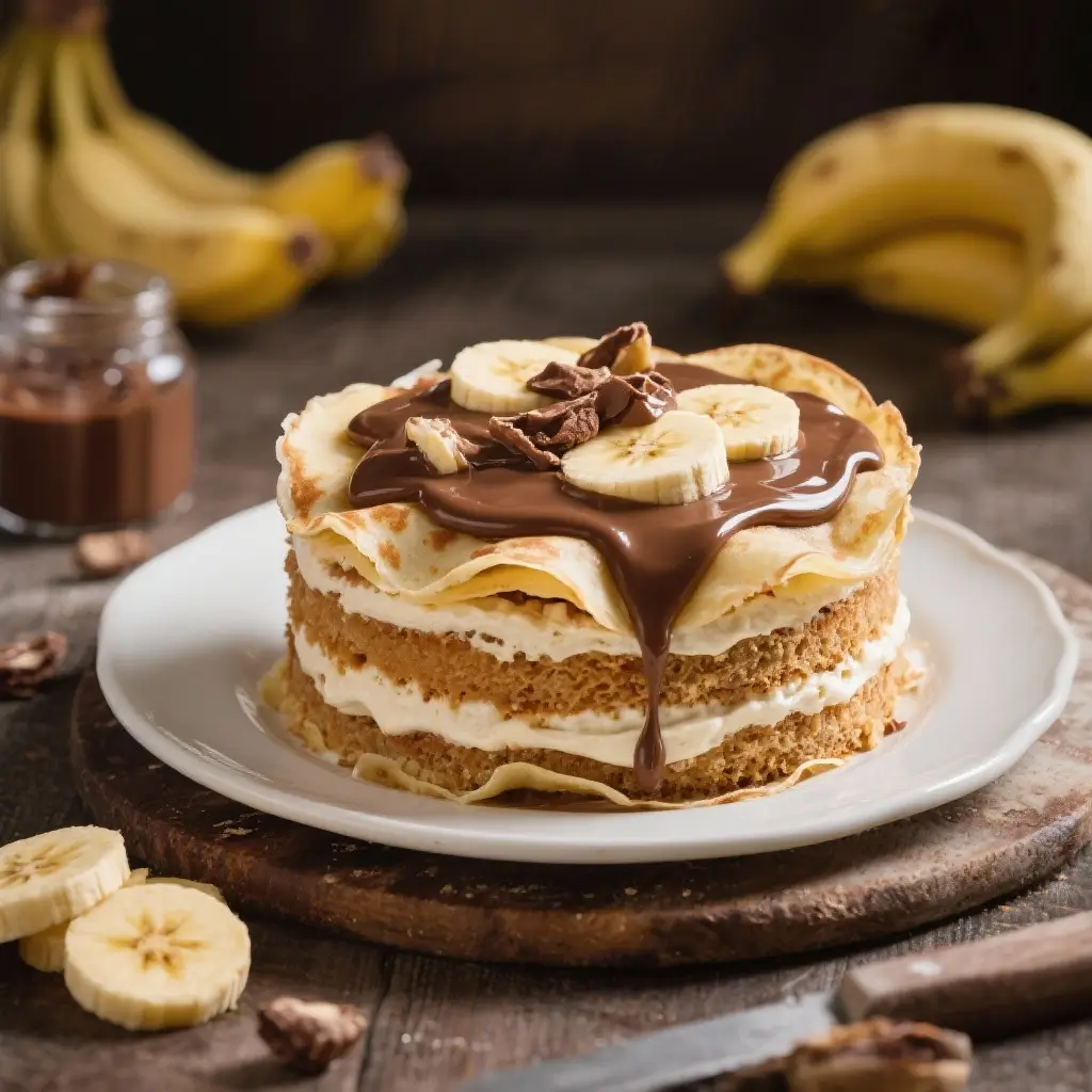 Banana Nutella Crepe Cake