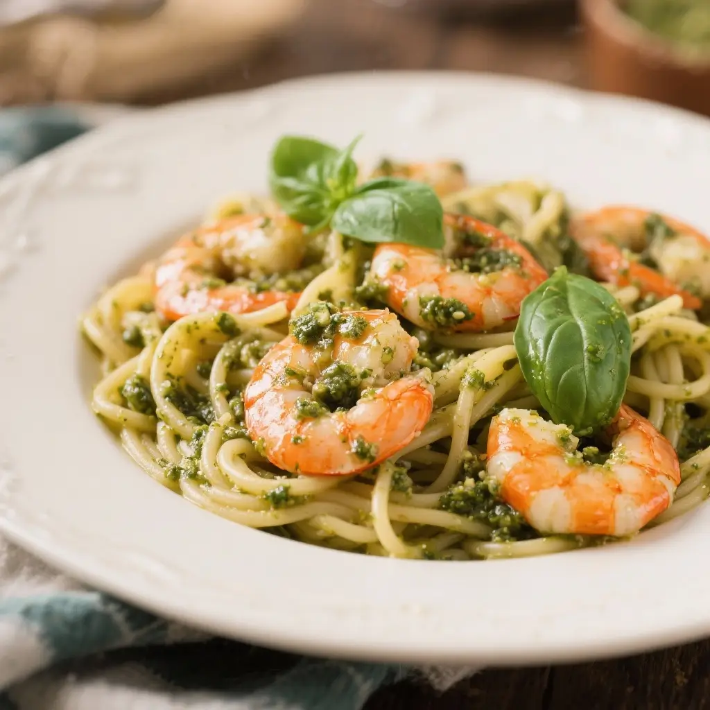 Basil Pesto Shrimp Pasta