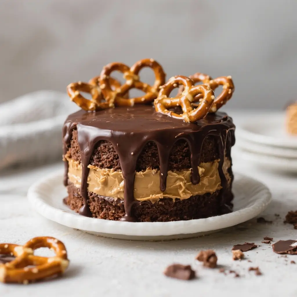 Chocolate Peanut Butter Pretzel Torte